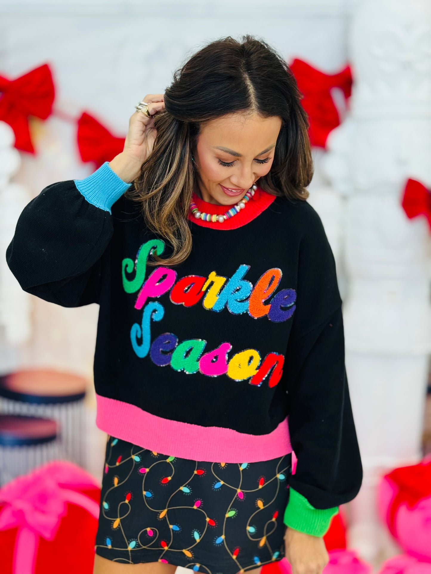 Queen Of Sparkles Colorblock Sparkle Season Sweatshirt (Reg. & Plus)