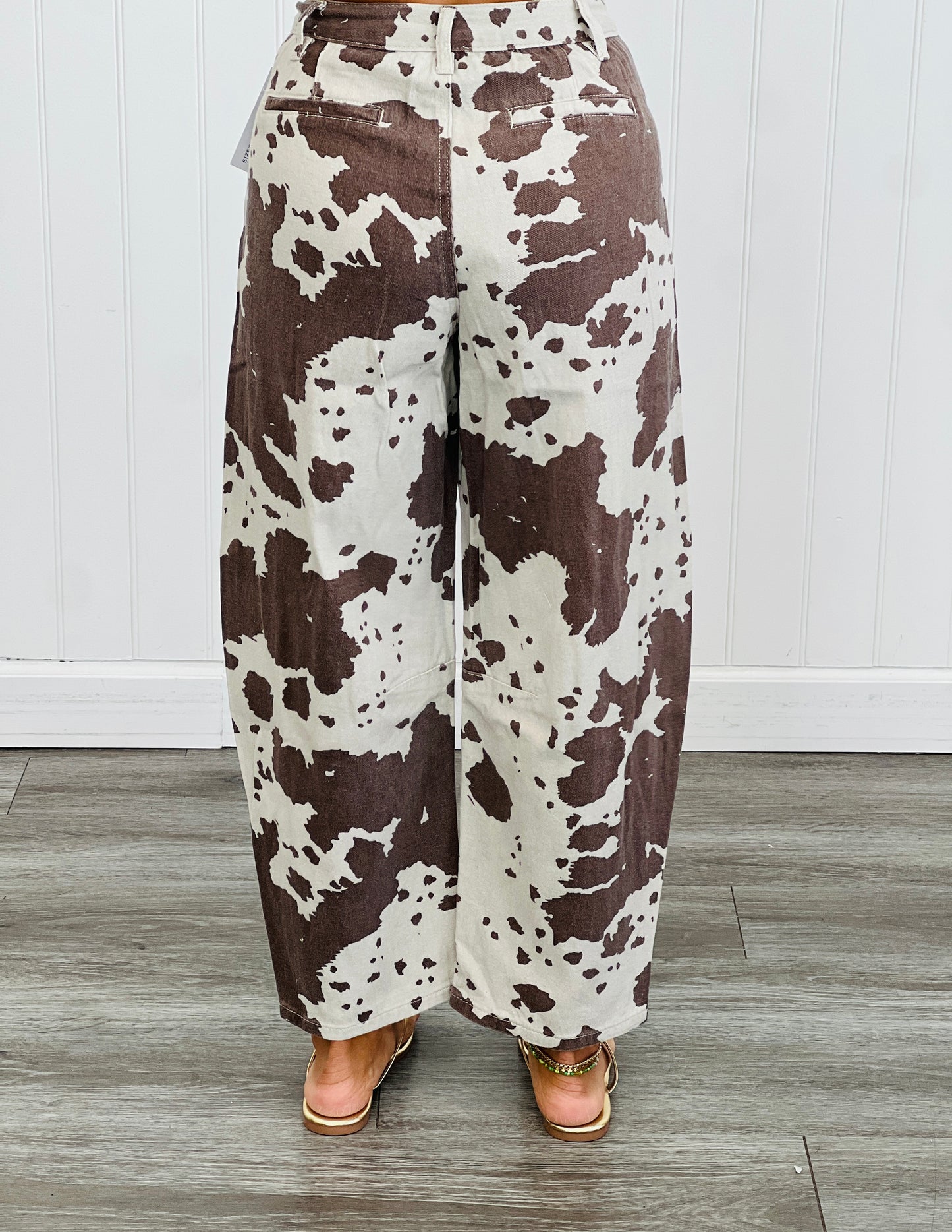 Taupe Brown Cow Print Jeans (Reg.)