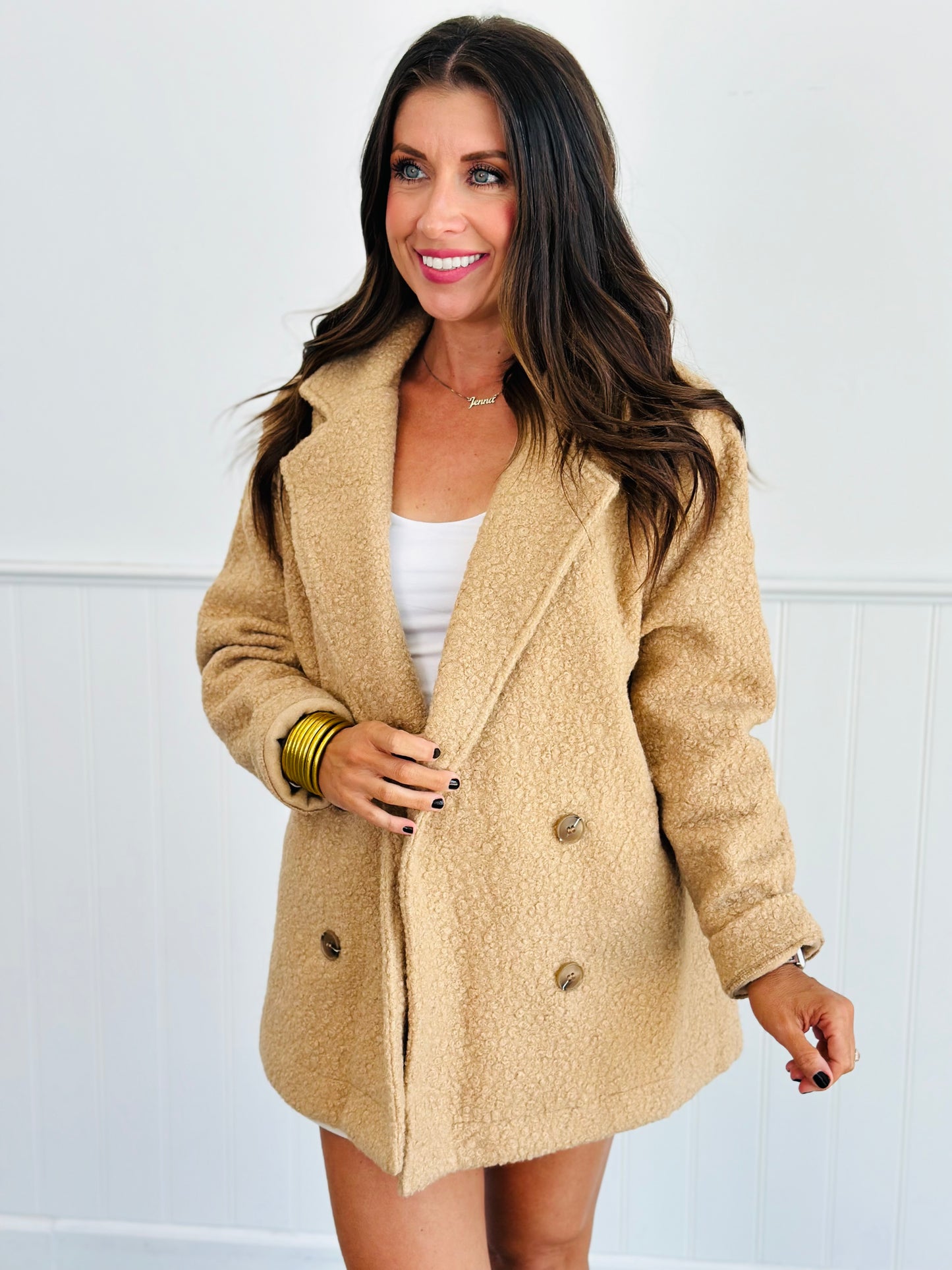 Fleece Teddy Pea Coat (Reg & Plus)-2 Colors