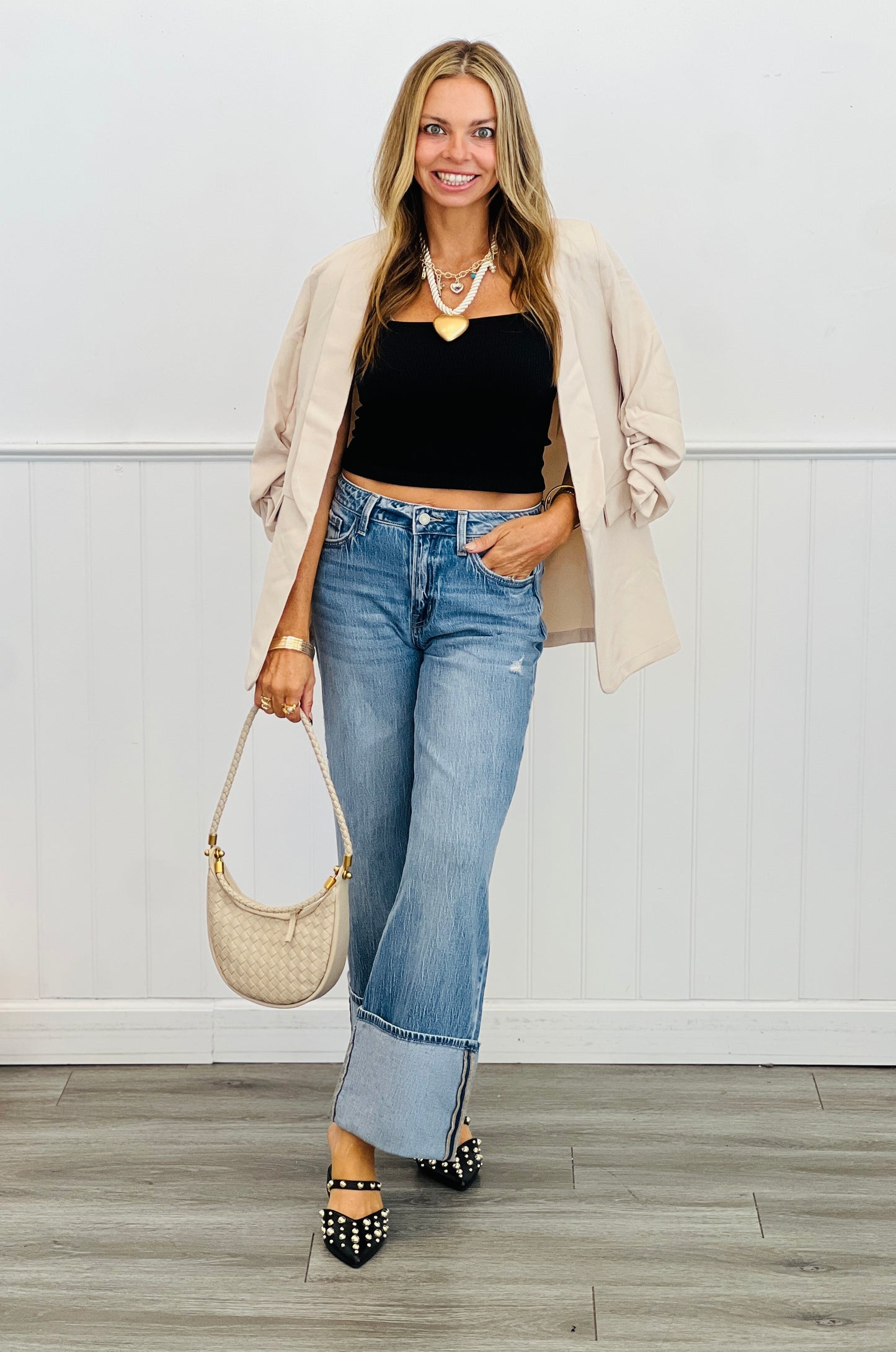 Ruched Shawl Collar Blazer (Reg)-3 Colors