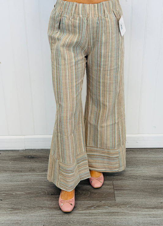 Multi Stiped Wide Leg Pants (Reg. and Plus)