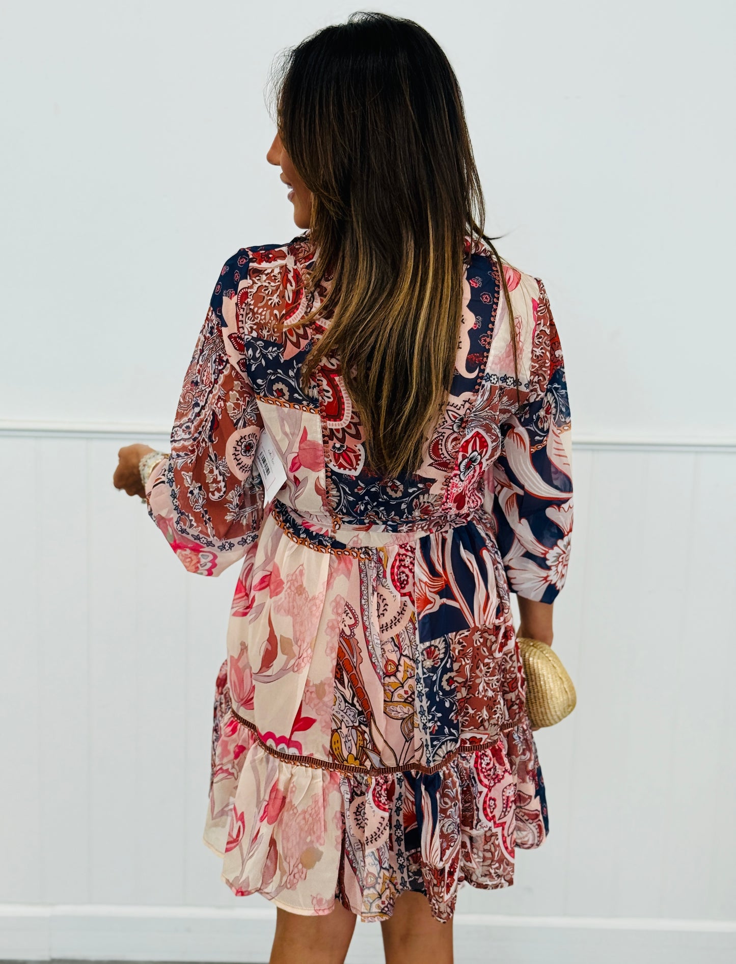 Mocha Multi Floral Print Mini Shirt Dress (Reg & Plus)