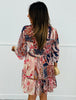 Mocha Multi Floral Print Mini Shirt Dress (Reg & Plus)