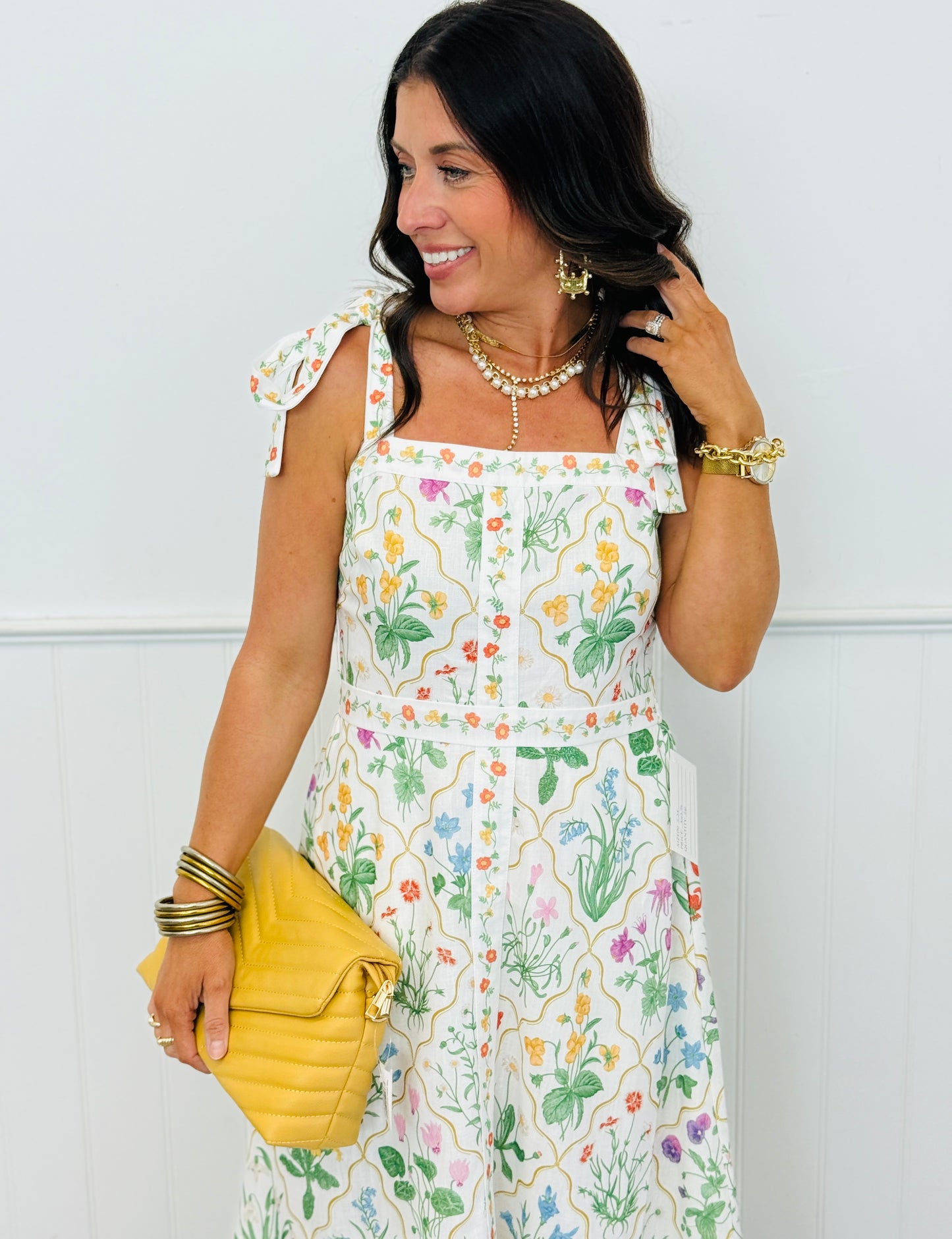 Ivory Multi Botanical Print Midi Dress (Reg & Plus)