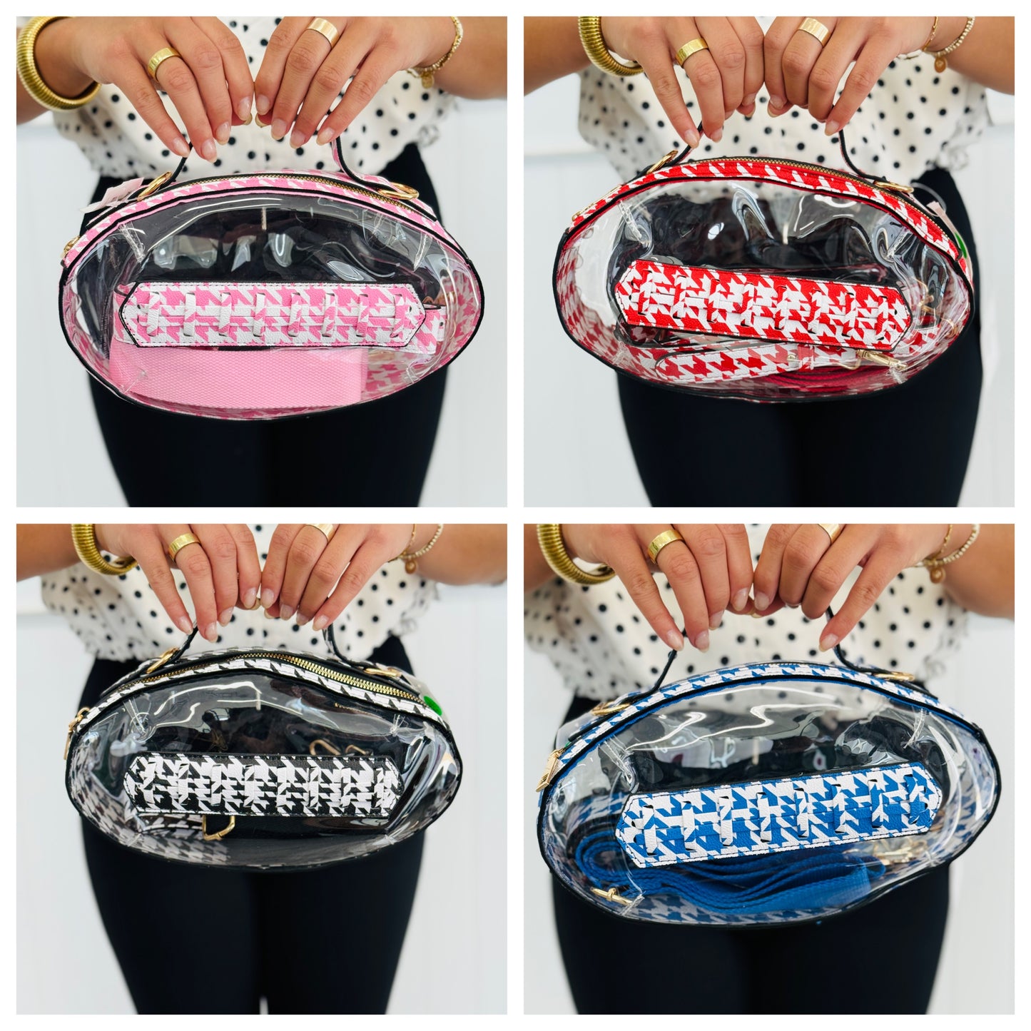 Houndstooth Clear Football Stadium Bag (4 colors)