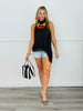 High Neck Asymmetric Hem Top (Reg.)-2 Colors