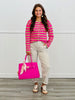Mocha/Punch Striped Sweater Cardigan (Reg.)