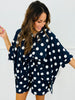 Navy/White Polka Dot Shirt & Shorts Set (Reg & Plus)