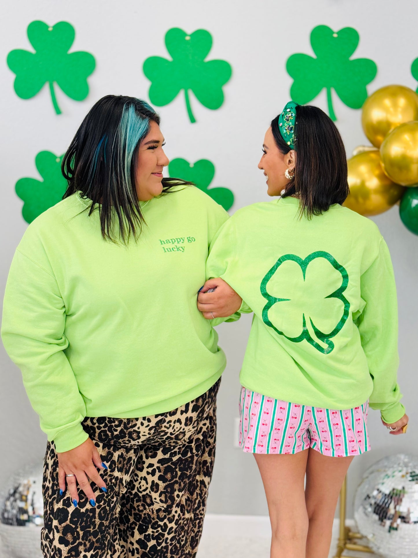 Happy Go Lucky Glitter Sweatshirt (Reg. & Plus)