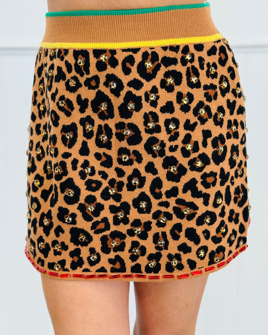 Queen Of Sparkles Leopard Crystal Mini Skirt (Reg. and Plus)