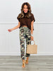 Olive Camo High Rise Cropped Pull On Pants (Reg. and Plus)