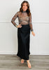 Black Satin Effect Maxi Skirt (Reg)