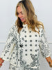 Cream Bandana Paisley Print Henley Top & Shorts Set (Reg.)