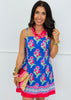 Royal Blue Floral Print Strappy Mini Dress (Reg.)
