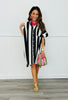 Black & White Vertical Stripe Shirt Dress (Reg. & Plus)
