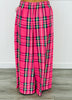 Pink Multi Plaid Palazzo Pants (One Size)