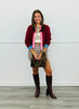 Burgundy Combo Button Up Sweater Cardigan (Reg.)
