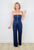 Gold Button Strapless Vest Top (Reg.)