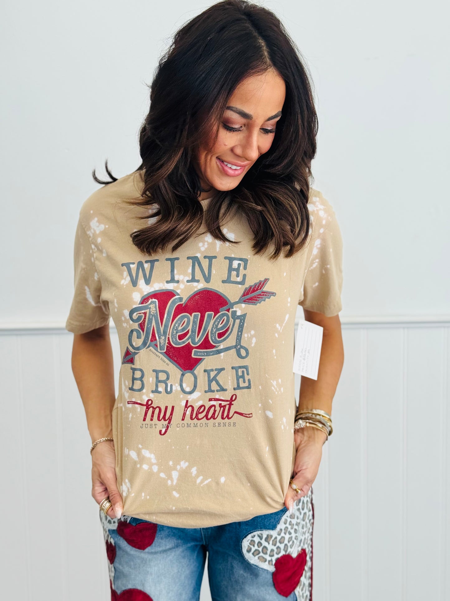Wine Never Broke My Heart Graphic Tee (Reg. and Plus)