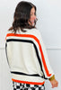 Queen Of Sparkles White, Black & Orange Stripe 'Trick or Treat' Sweater (Reg. and Plus)