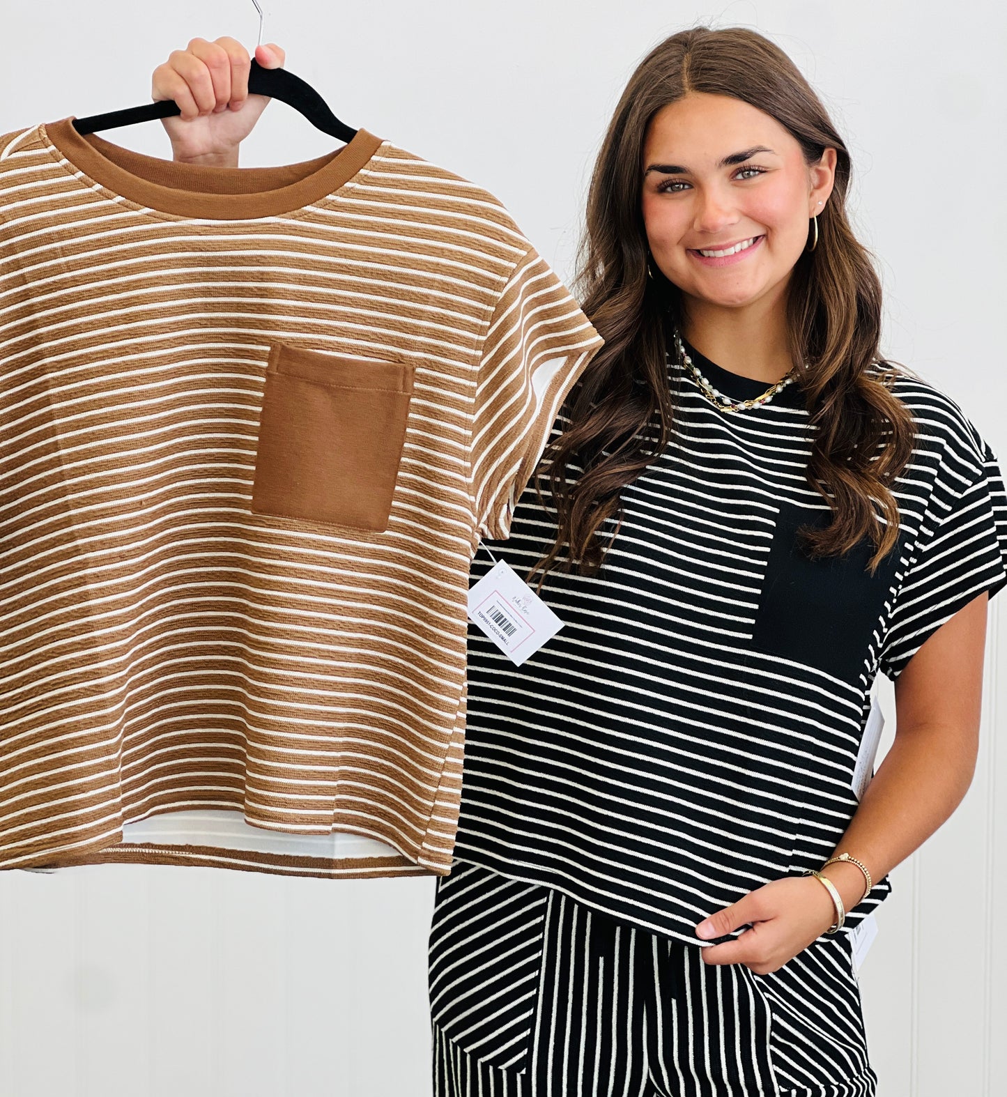 Striped Mineral Washed Short Sleeve Top (Reg.) - 2 Colors