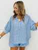 Lightweight Demin Striped Shorts Set (Reg. and Plus)