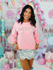 Pink Pearl & Rhinestone Merry Sweatshirt (Reg. and Plus)