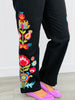 Black Denim Floral Embroidered Pants (Reg.)