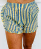 Blue/Yellow Boho Stripe Ruffled Shorts (Reg.)