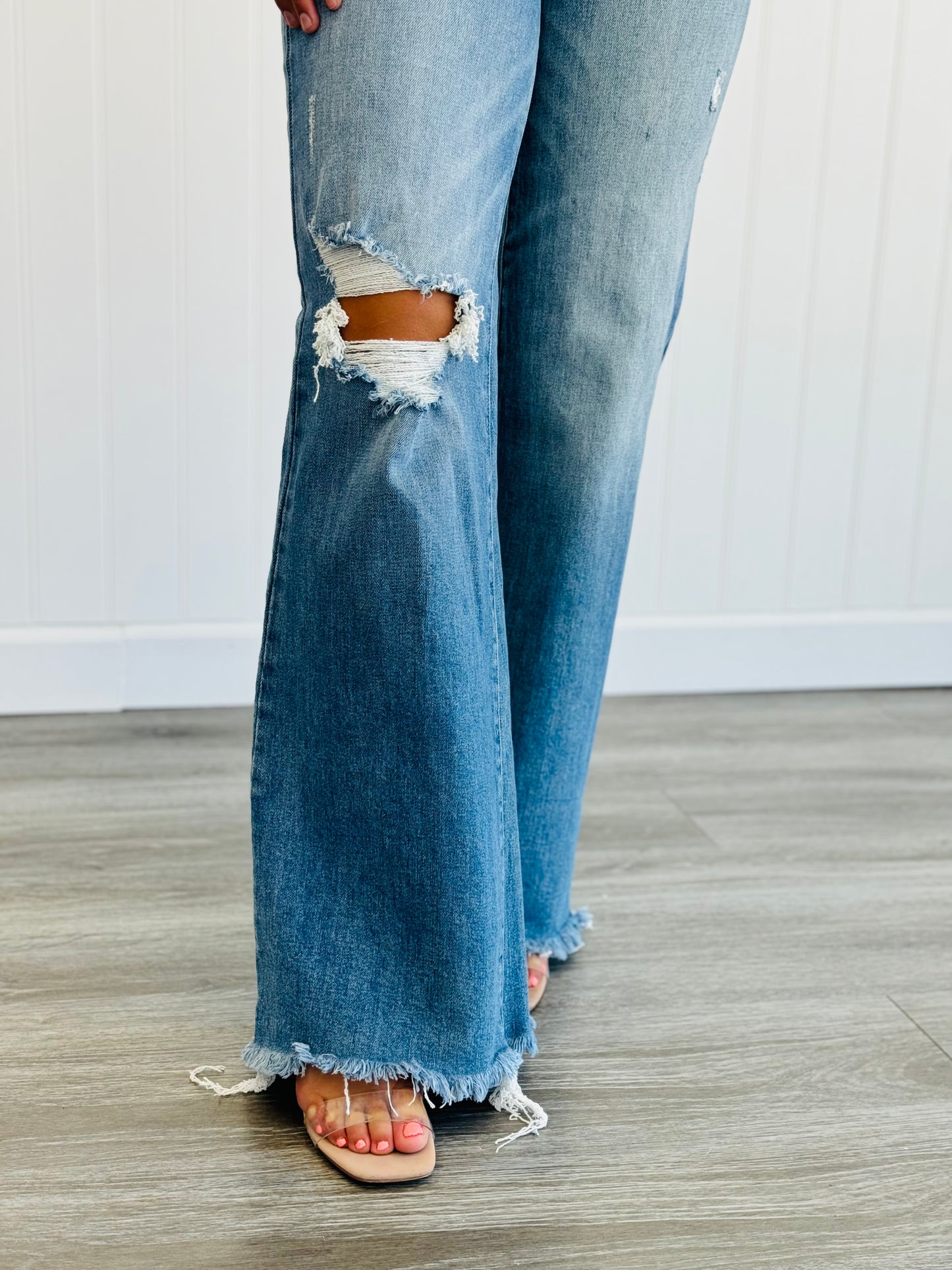 Risen Button It Babe Wide Leg Jeans (Reg & Plus)