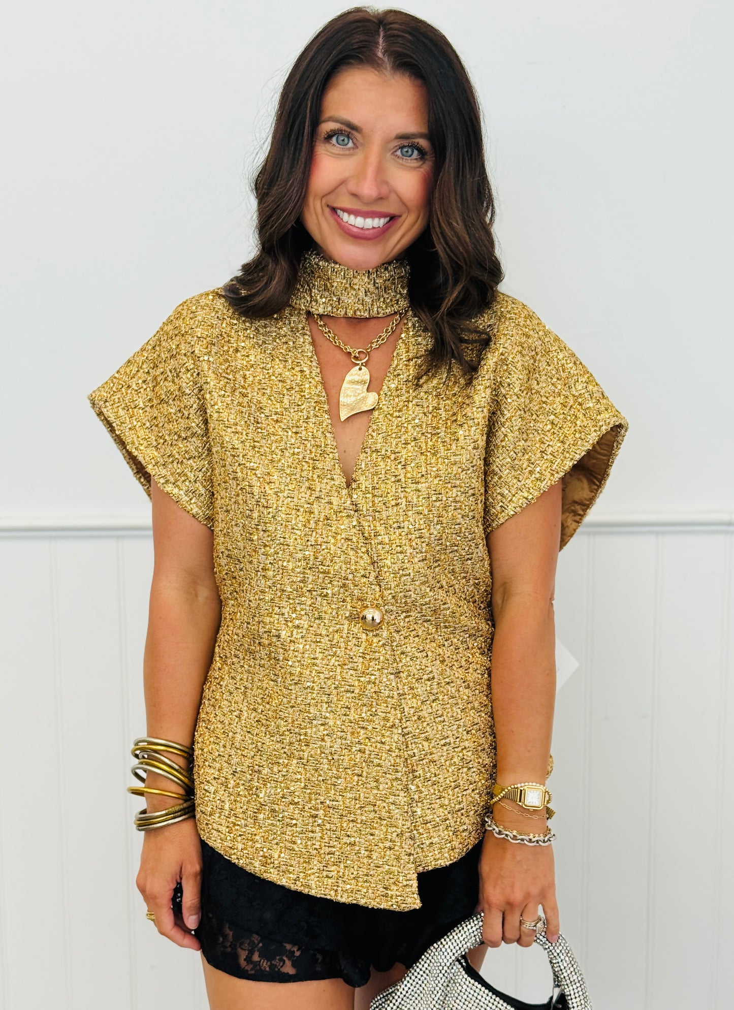 Gold Button Closure Top (Reg.)