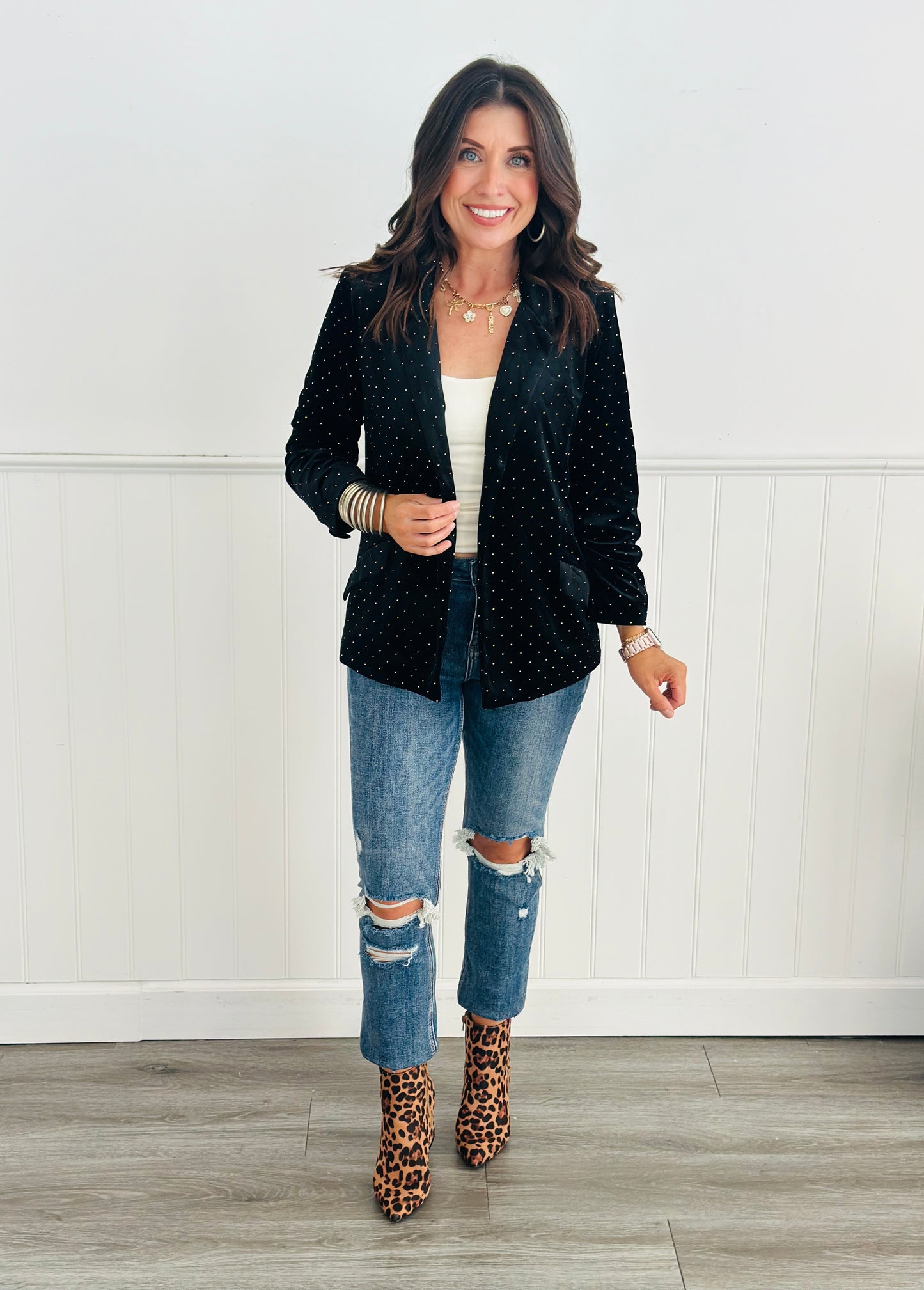 Black Velvet Rhinestone Blazer (Reg. and Plus)