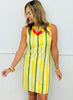 Cream/Lemon Stripe Back Bow Tie Mini Dress (Reg.)