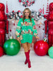 Queen Of Sparkles Green Snowy Christmas Village Sweatshirt Dress (Reg. and Plus)
