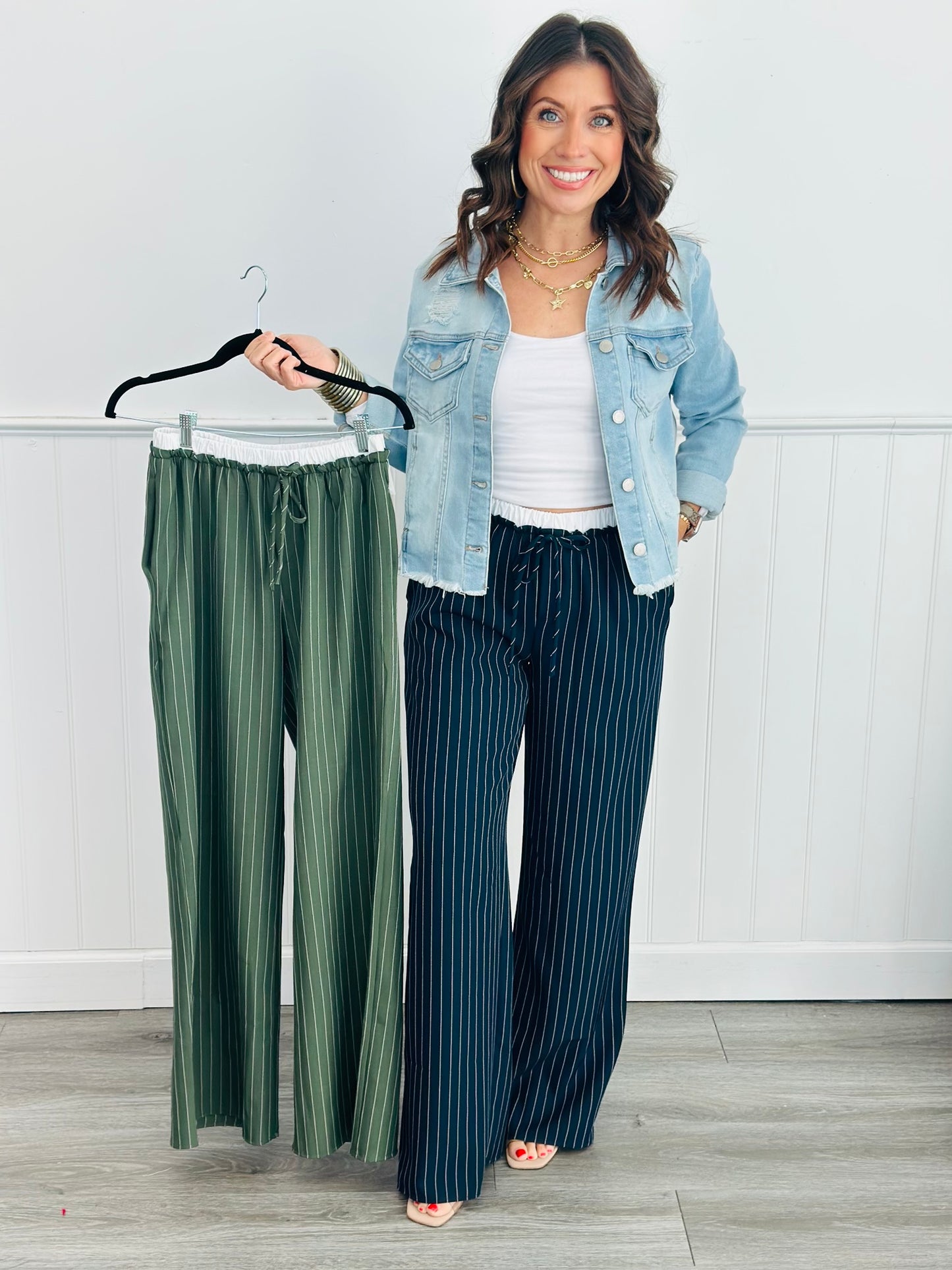 Pinstripe Solid Pants (Reg & Plus)-2 Colors