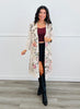 Leopard Floral Faux Suede Long Line Cardigan (Reg. and Plus)