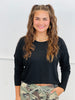 Curved Hem Long Sleeve Top (Reg.)-5 Colors