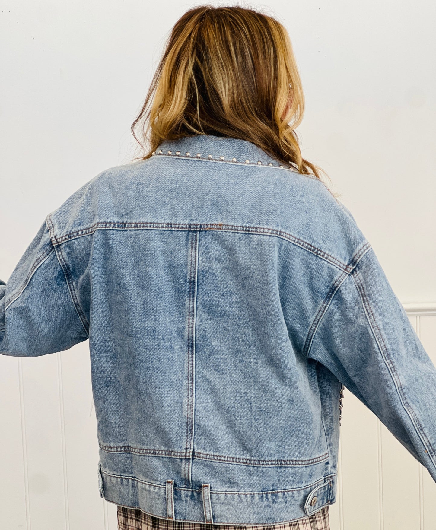 Denim Blue Embellished Jacket (Reg & Plus)