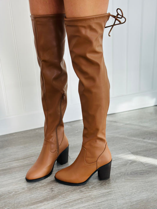 Tan Take Action Over The Knee Boots