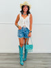 Western Embroidery Denim Shorts (Reg.)
