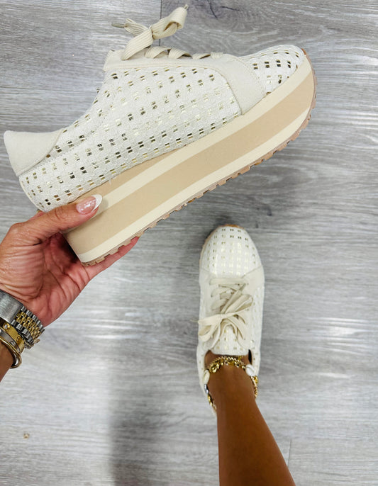 Cream/Gold Powers That Be Platform Sneaker