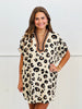 Leopard Print Contrast Neck Mini Dress (Reg & Plus)