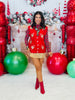 Red Shimmer Candy Cane Patch Sweater Vest (Reg. and Plus)