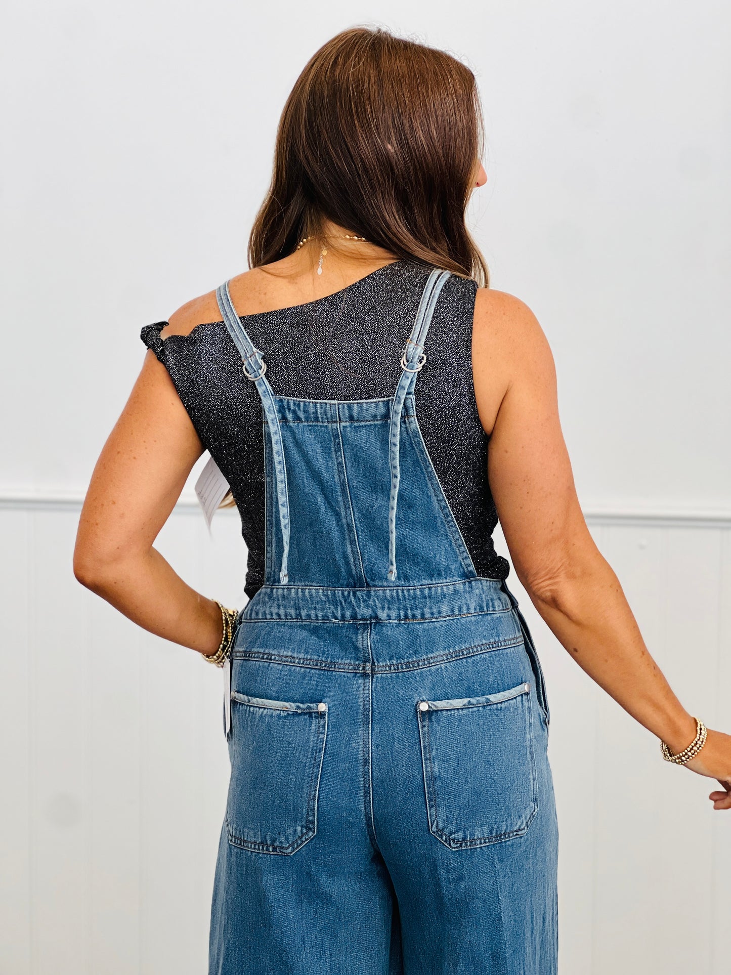 Light Denim Checkerboard Overalls (Reg & Plus)