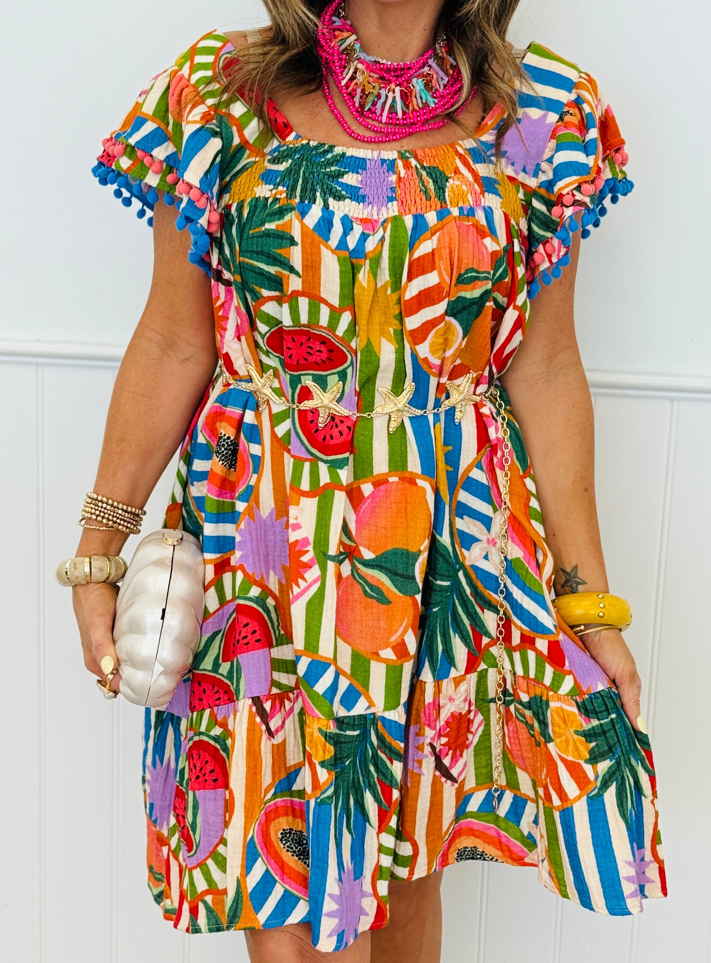 Tropical Printed Midi Dress (Reg. and Plus)