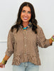 Brown Gingham Half Sleeve Blouse (Reg & Plus)