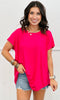 Solid Round Hemline Short Sleeve Top (Reg. & Plus)- 4 Colors