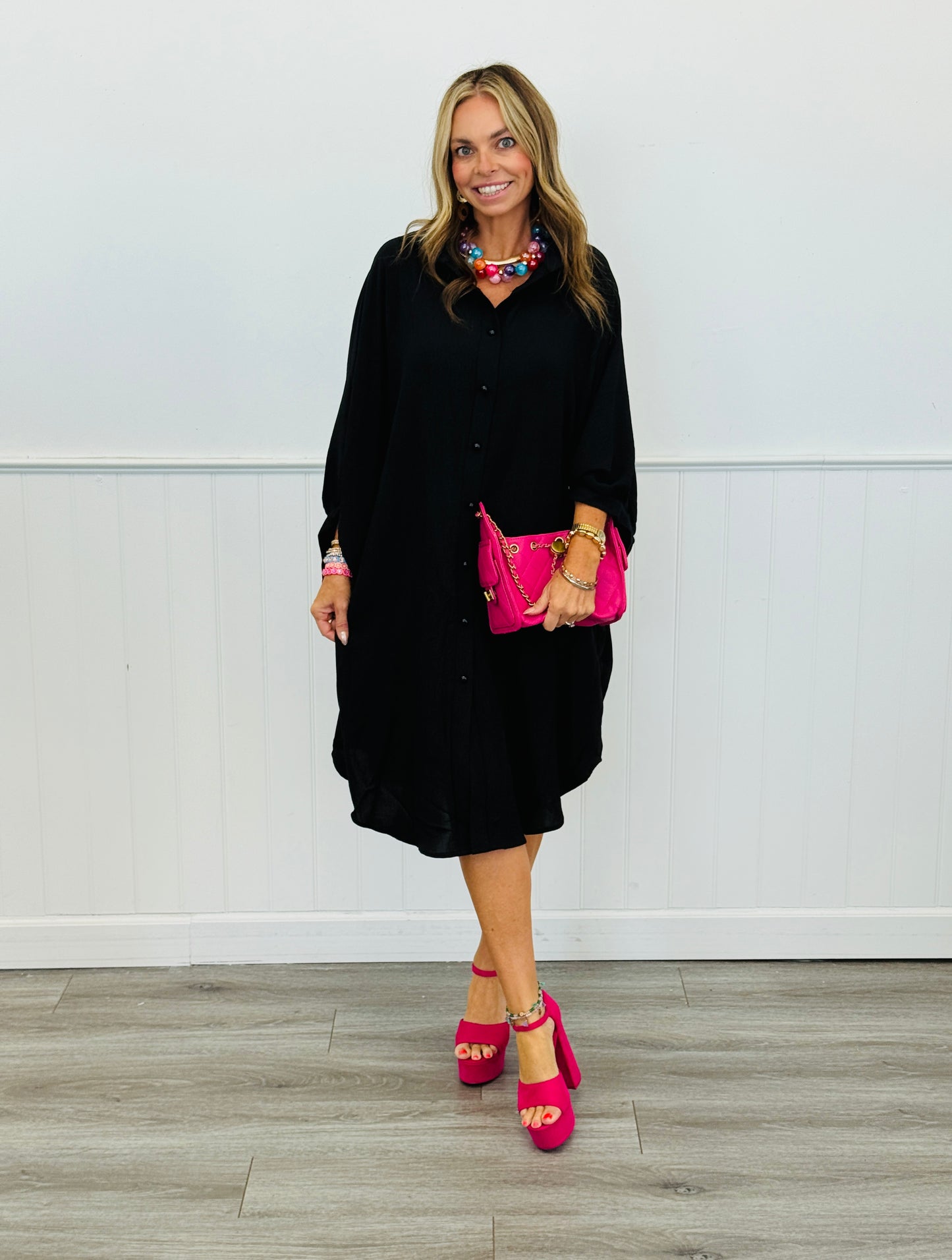 Oversized Button Down Maxi Shirt Dress (One Size) - 6 Colors