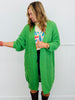 Green Longline Open Front Sweater Cardigan (Reg.)