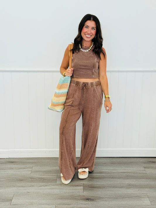 Chocolate Mineral Washed Tank & Pant Set (Reg.)